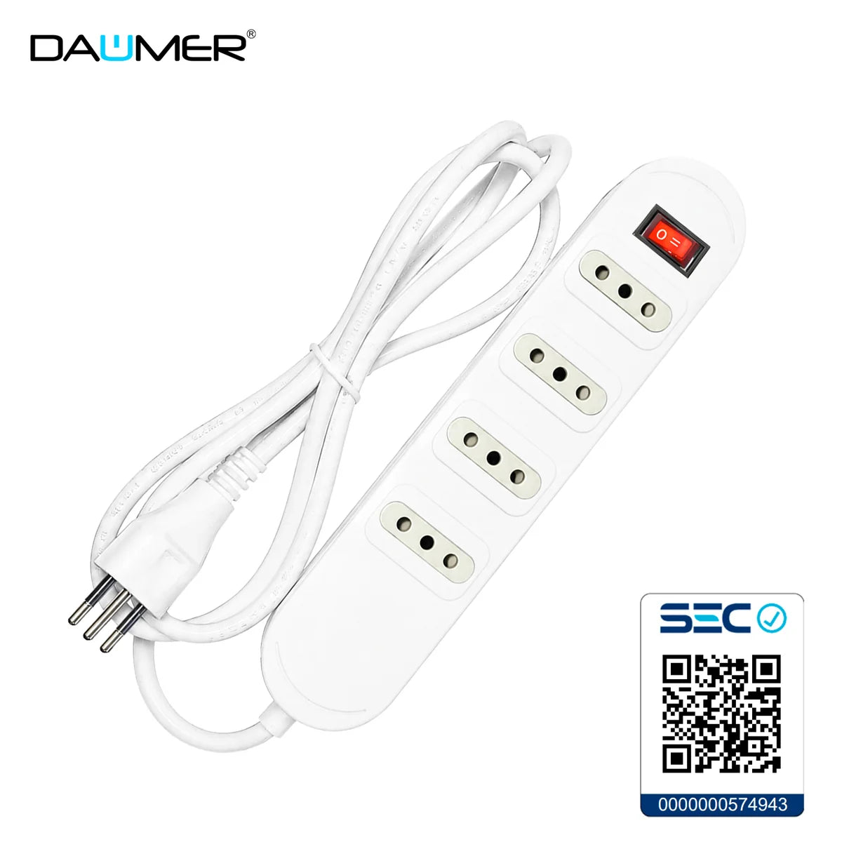 ALARGADOR CON INTERRUPTOR 4 ENCHUFES BLANCO 3 MTS