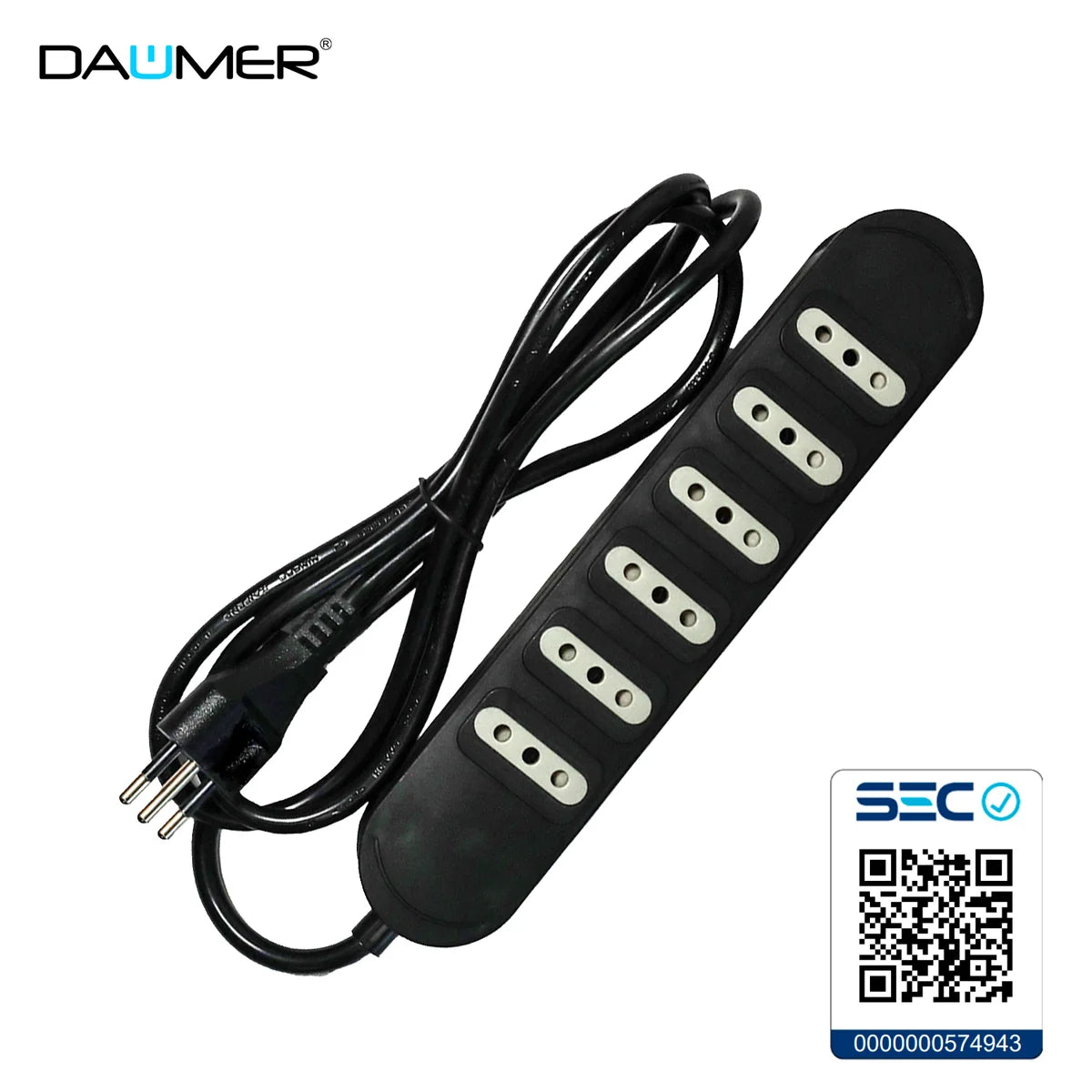ALARGADOR 6 ENCHUFES NEGRO 1.5MTS